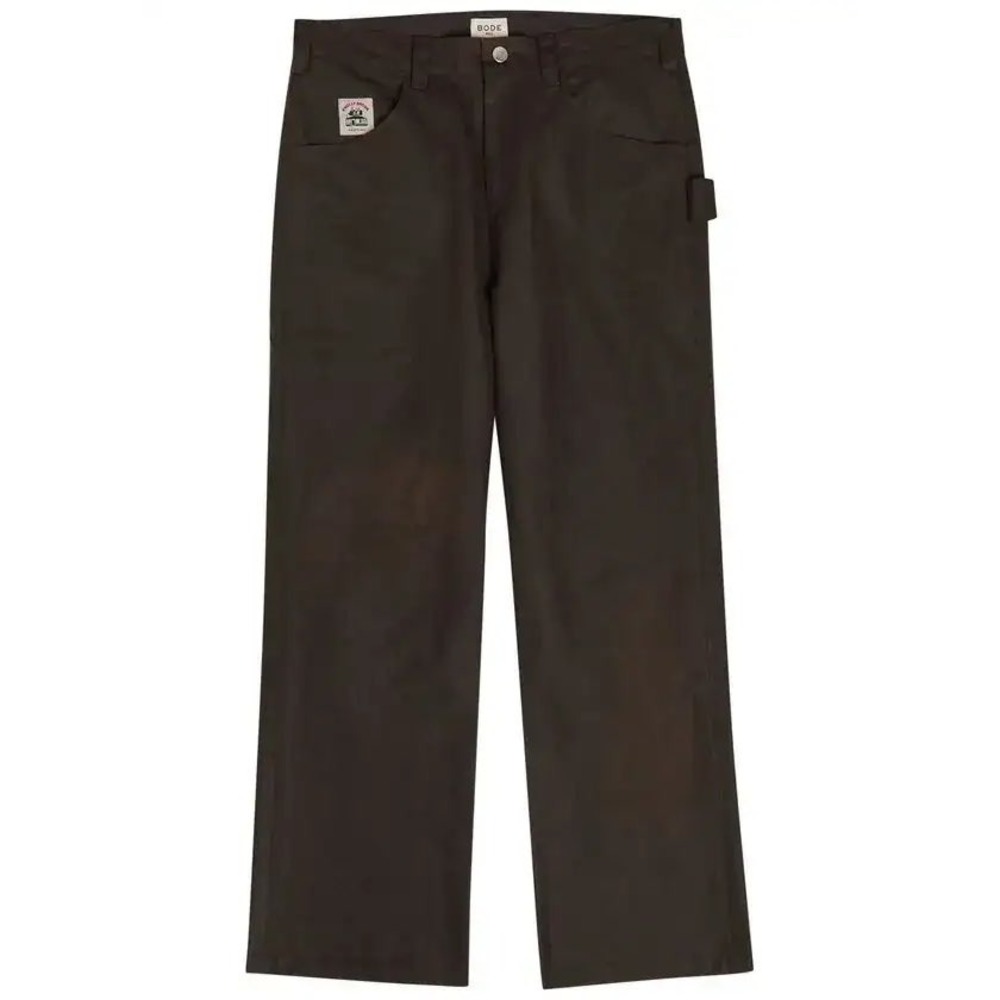 Bode Rec Brown Waxed Cotton‎ Knolly Brook Trousers MRF25BT053 Mens 32 NEW